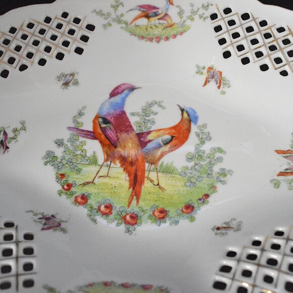 Antique Victoria Austria Porcelain Pheasant Serving Bowl - Picture 8 of 9
